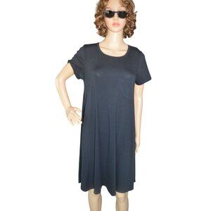 LuLaRoe Solid Black Carly Swing Shirt Dress Women's Size Small Bohemian Casual